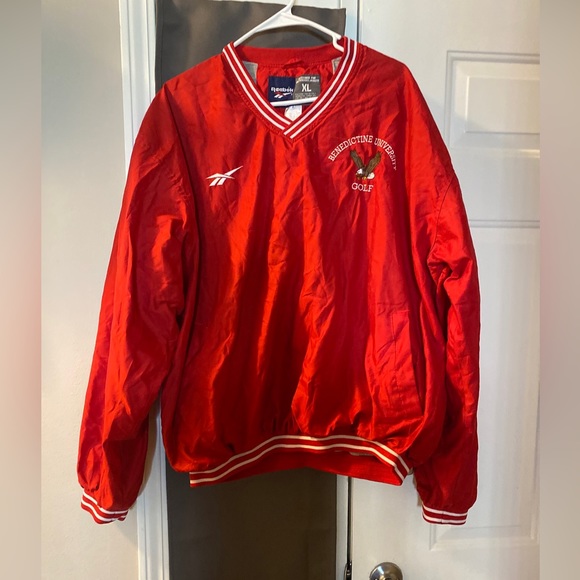 Reebok Other - Vintage Reebok Men Size XL Red V Neck Pullover Windbreaker Golf Baseball EUC